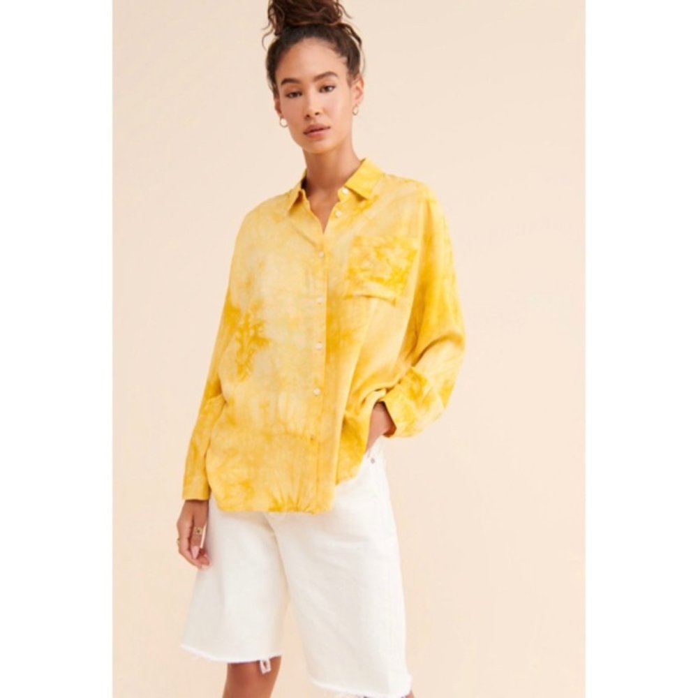 Yellow Tie-Dye Buttondown Top NWT